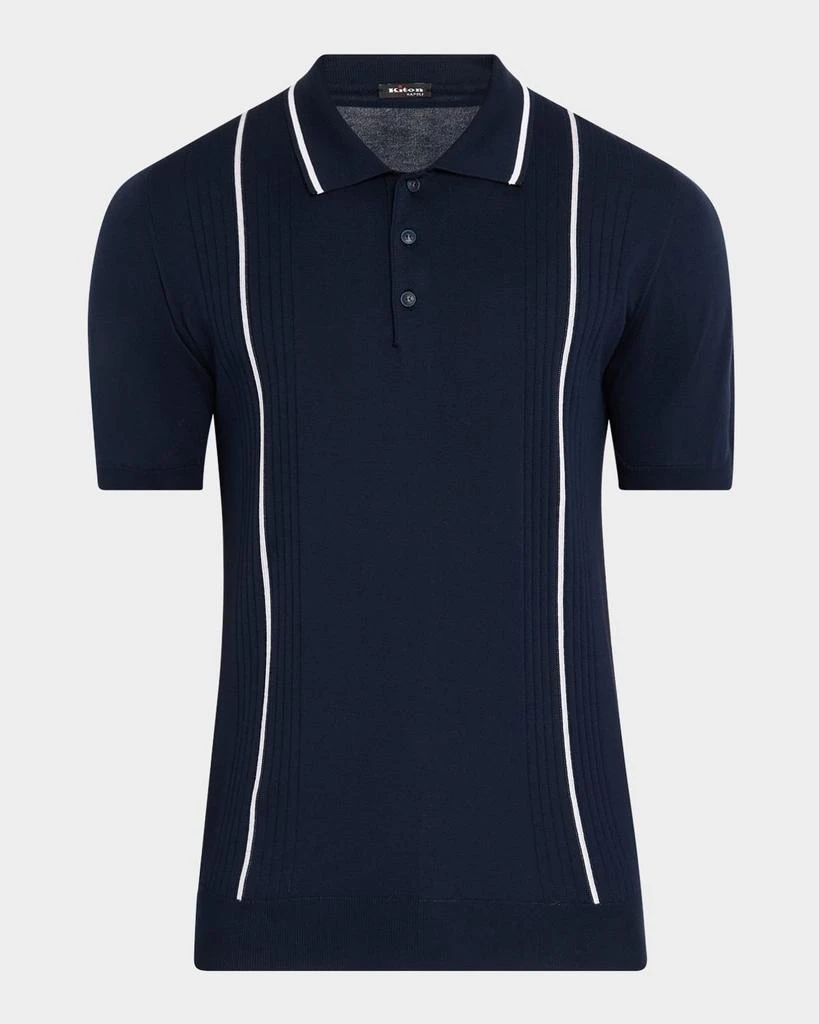 Kiton Men's Tipped Cotton Short-Sleeve Polo Sweater 1