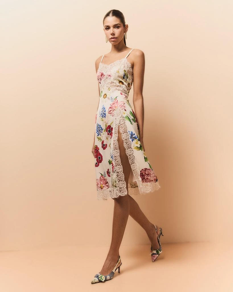 Dolce & Gabbana Floral Lace-Trim Slit Midi Slip Dress - Dresses & Skirts - Free Shipping - BeyondStyle Dolce & Gabbana Floral Lace-Trim Slit Midi Slip Dress - Dresses & Skirts - Free Shipping - BeyondStyle