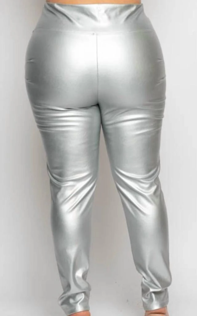 Curve Market Metallic Leggings In Silver 2