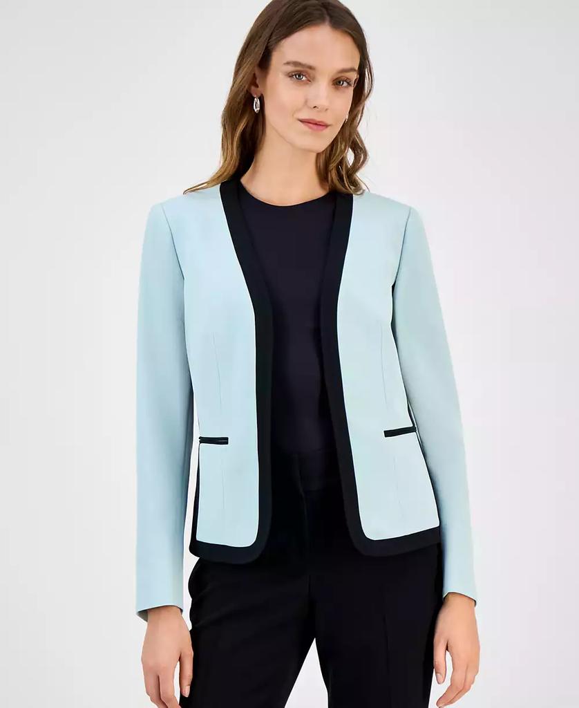 Kasper Women's Contrast-Trim Open-Front Blazer