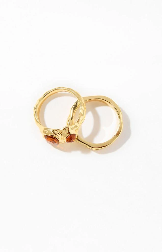 PacSun 2 Pack Gold Gemstone Rings 2