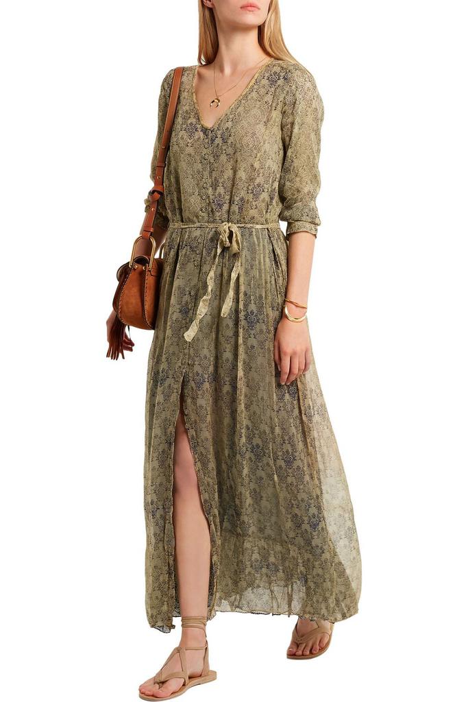 Mes Demoiselles Fougere printed crinkled-georgette maxi dress