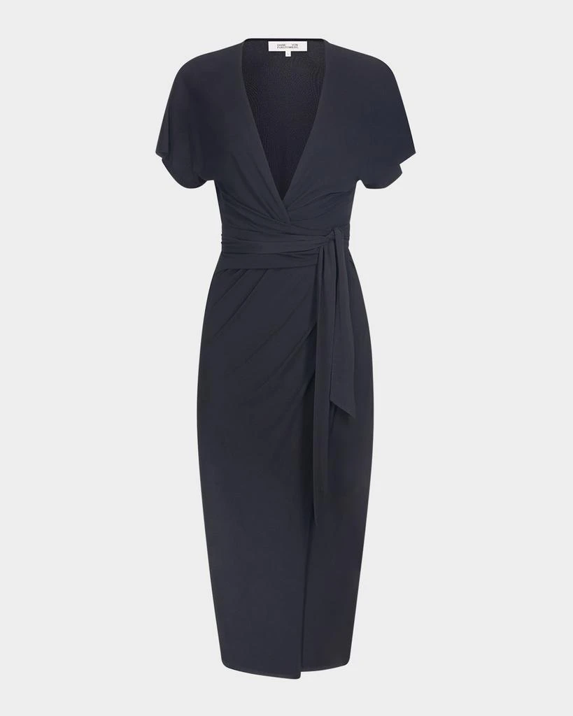 Diane von Furstenberg Paisley Bodycon Midi Wrap Dress 1