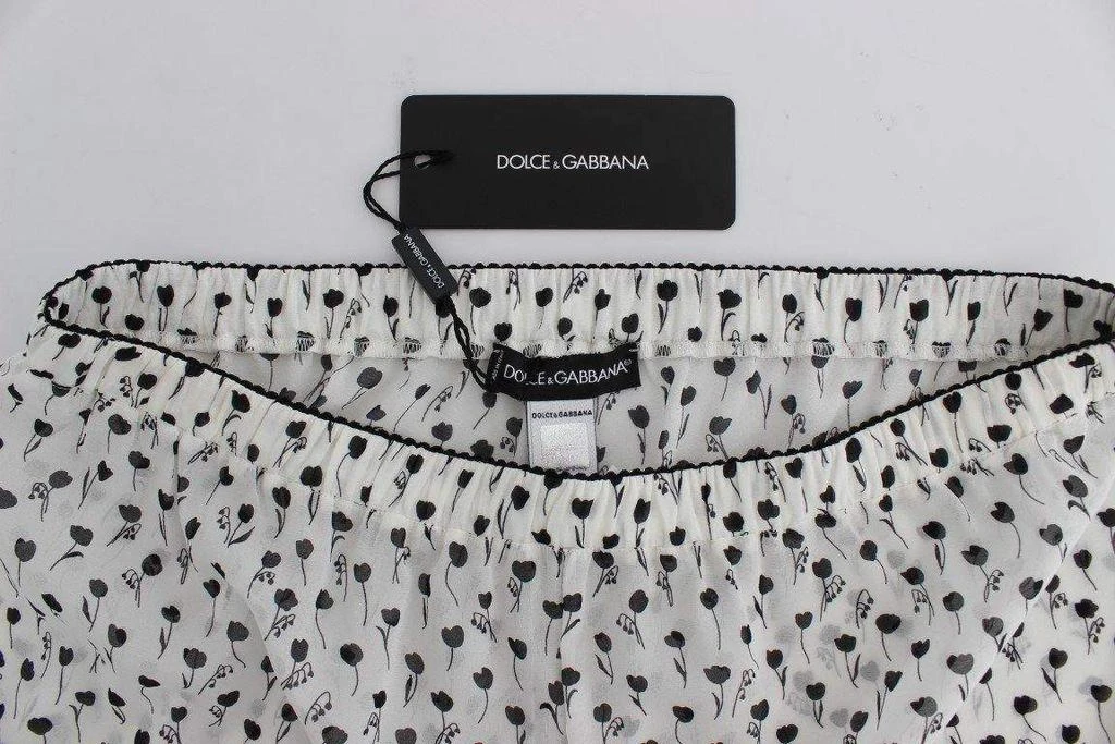 Dolce & Gabbana Dolce & Gabbana  White Black Floral Lace Silk Sleepwear Shorts 5
