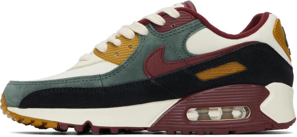 NIKE White & Burgundy Air Max 90 Premium Sneakers 3