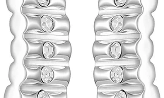 Vince Camuto Pavé Crystal Ribbed Hoop Earrings 4