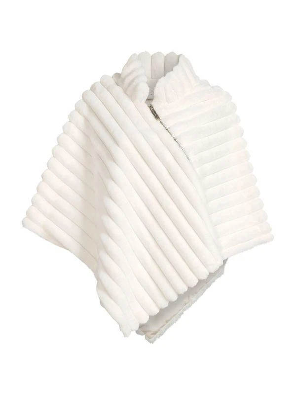 BELLE FARE Quilted Faux Fur Asymmetric Poncho 3