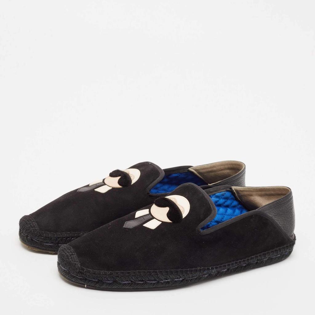 Fendi Fendi Black Suede Karlito Slip On Espadrille Flats Size 44