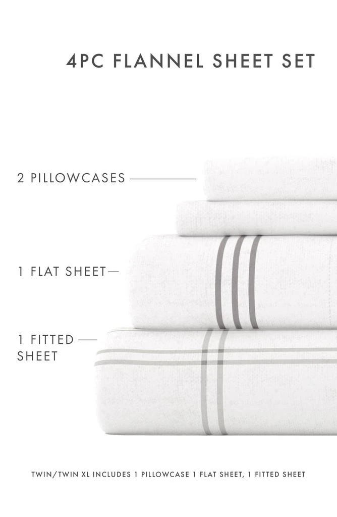 IENJOY HOME Premium Checkered 4-Piece Flannel Bed Sheet Set 6
