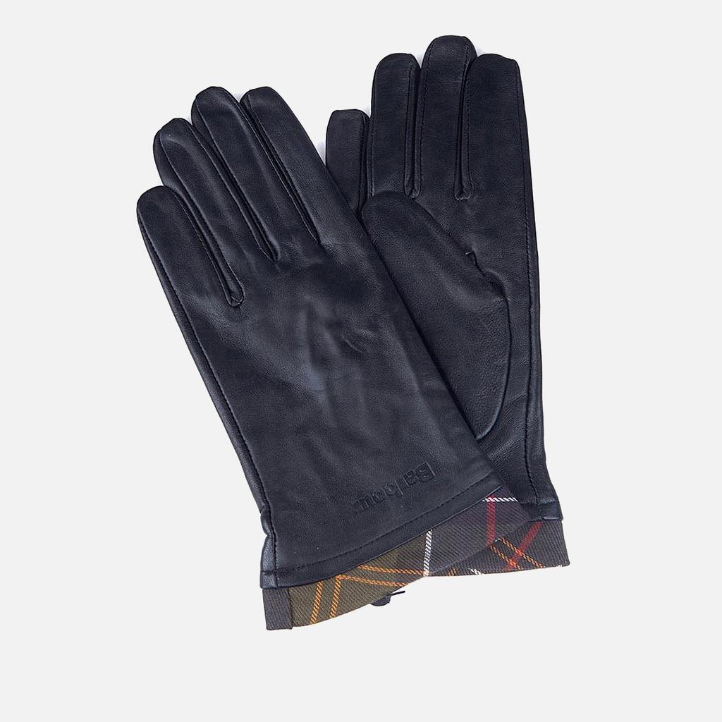 Barbour Barbour Women's Tartan Trimmed Leather Gloves - Black/Classic