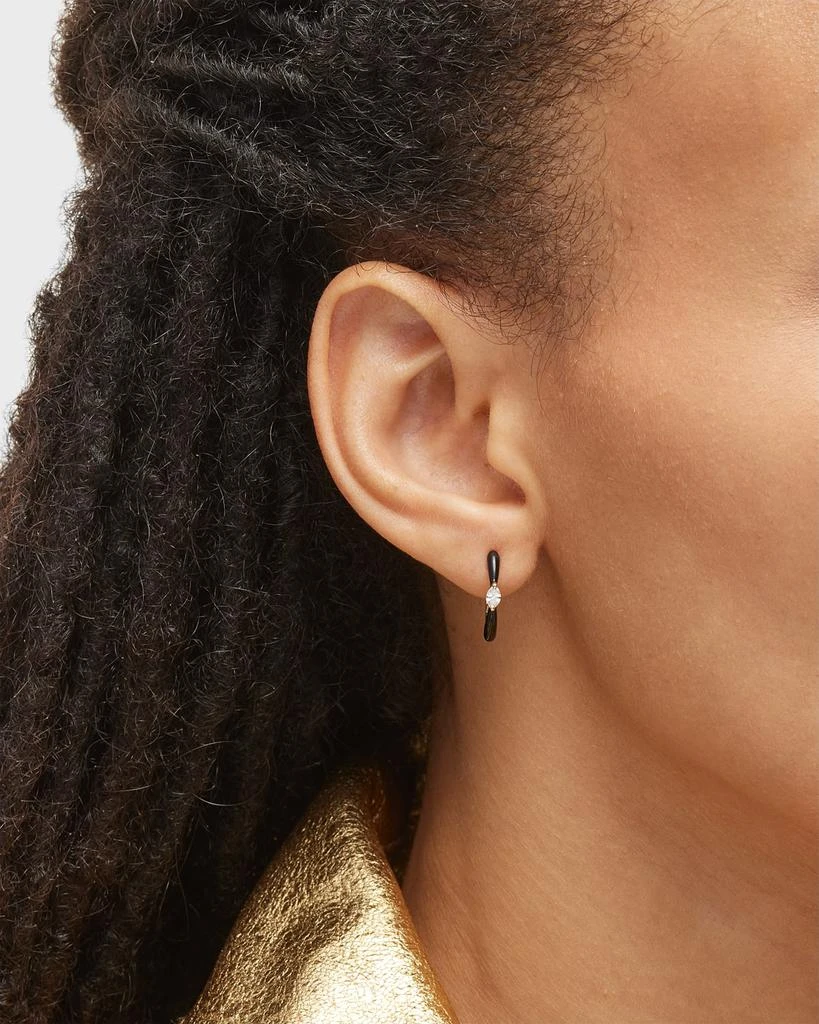 Frederic Sage Yellow Gold Small Straight Marquise Center Black Enamel Hoop Earrings 2