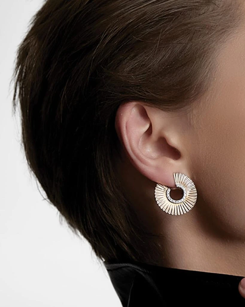 Walters Faith Clive 18K Yellow Gold Fluted Front Facing Diamond Hoop Earrings 2