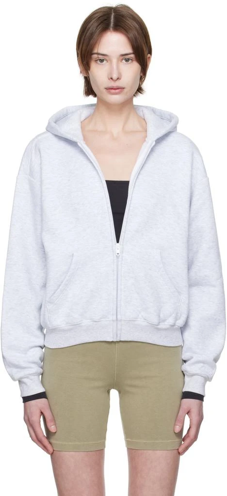 SKIMS Gray Cotton Fleece Classic Zip Up Hoodie 1