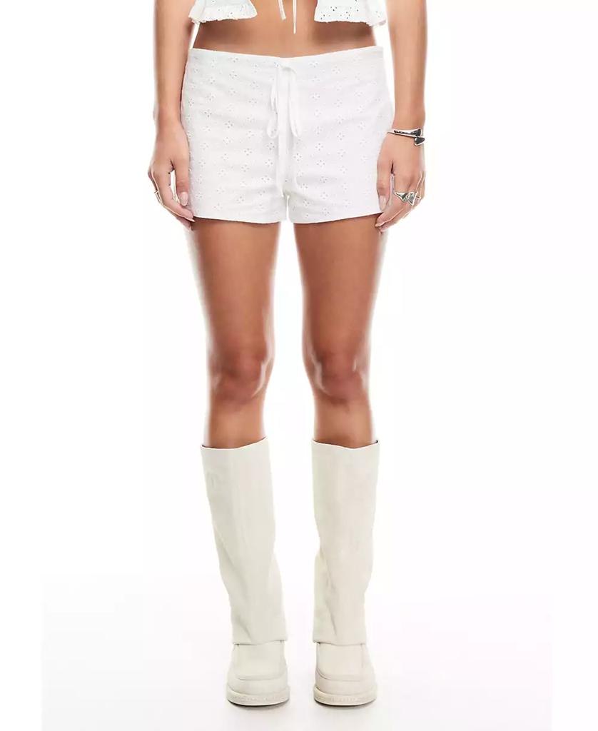 Lioness Women's Bardot Cotton Eyelet Tie-Front Shorts
