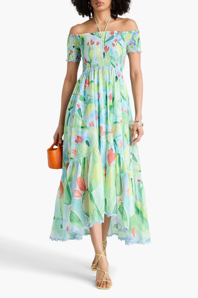 Charo Ruiz Ibiza Cold-shoulder printed cotton-blend voile midi dress