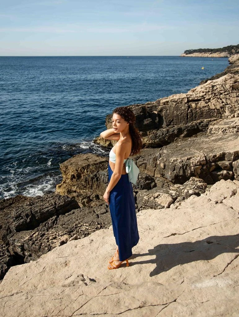 预计3周后发货 L.A. JAZZ Robe Bustier Dos Nu À Nouer Bleu 9