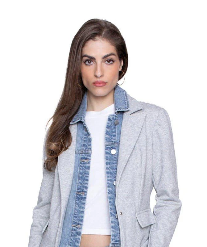 Blue Revival Helen Blazer In Ibiza & Heather Grey With Removeable Denim Insert 1