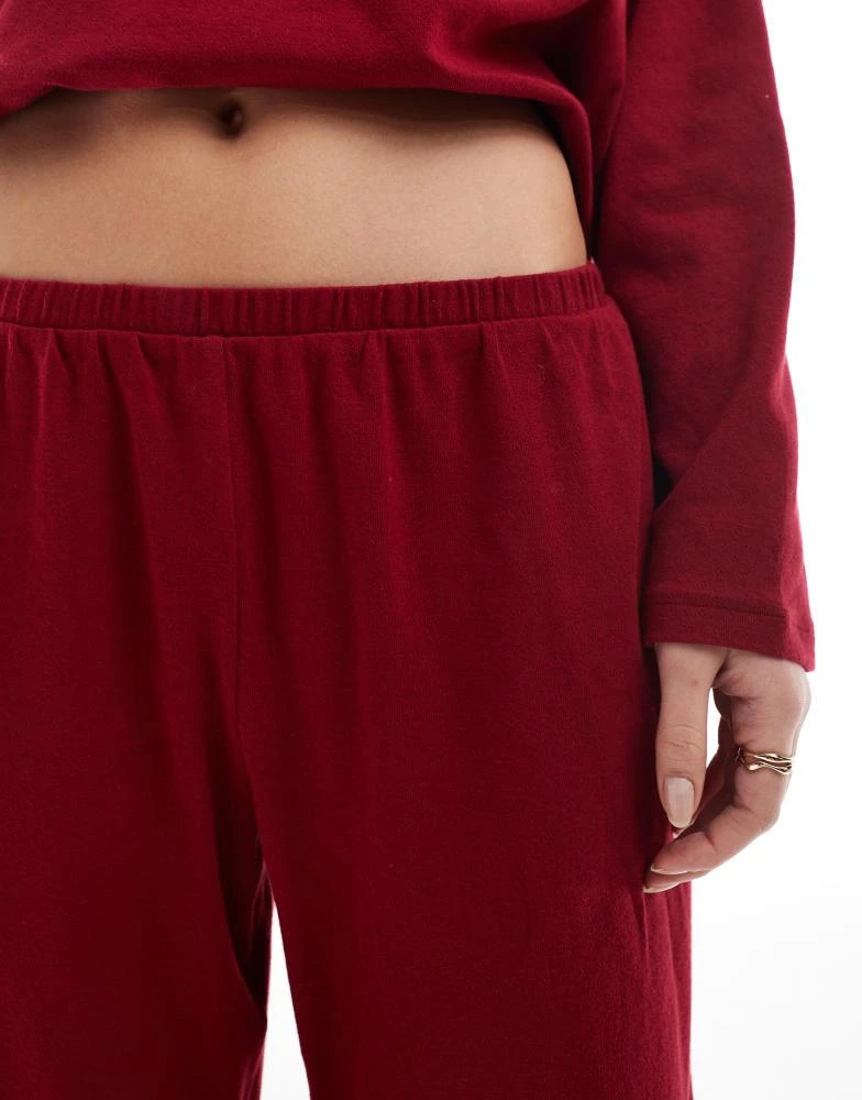 Cotton:On Cotton On sleep pointelle rib pants in deep red co-ord 5
