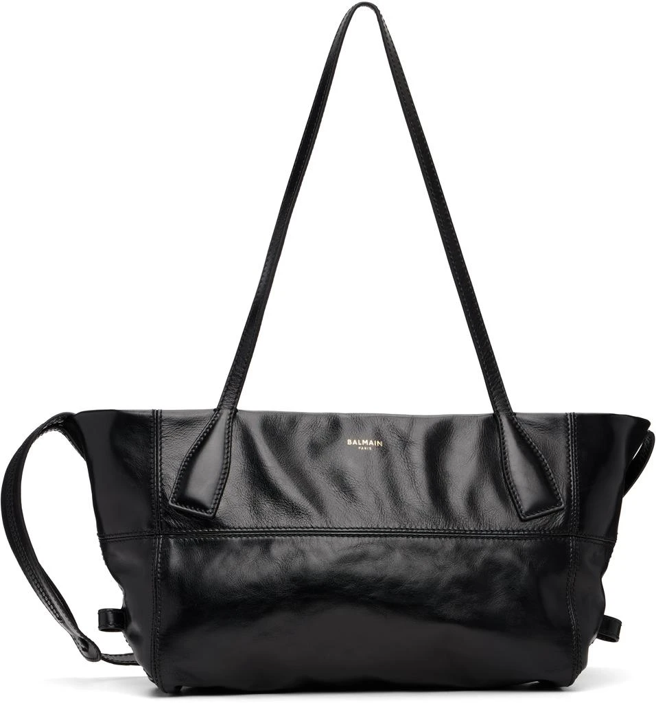 Balmain Black Small Track Zips Calfskin Bag 1