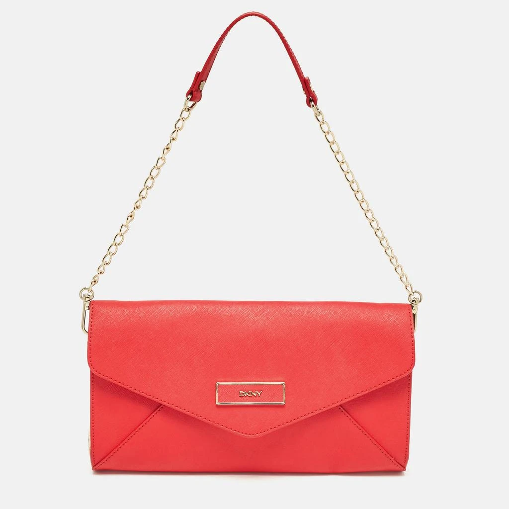 DKNY DKNY Red Leather Logo Flap Shoulder Bag 1