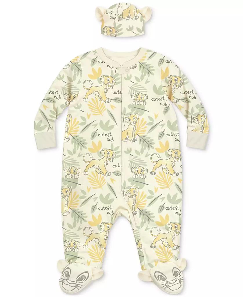Disney Baby Boys The Lion King Footed Coverall & Hat, 2 Piece Set