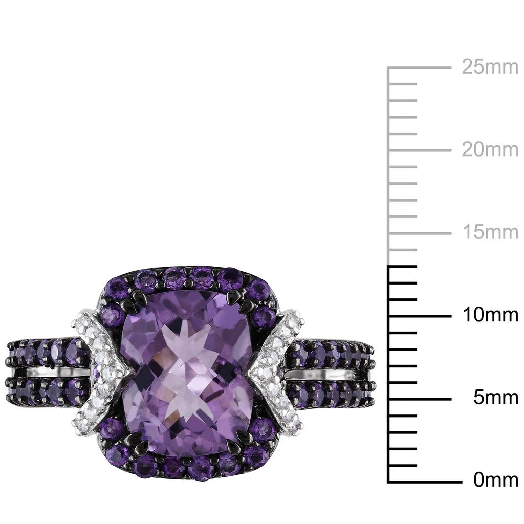Mimi & Max 3 1/3ct TGW Emerald Cut Amethyst and 1/10ct TDW Diamond Ring in Sterling Silver 3