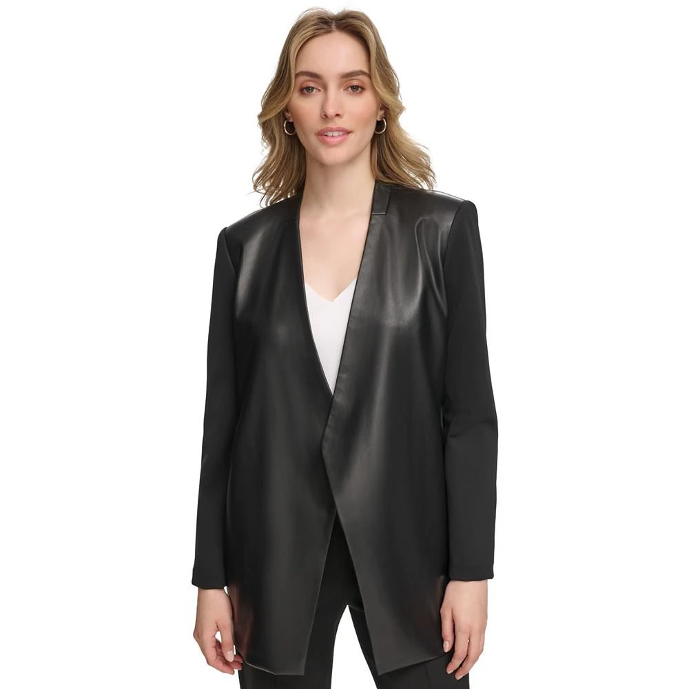 Calvin Klein Women's Faux-Leather Combo Jacket 1