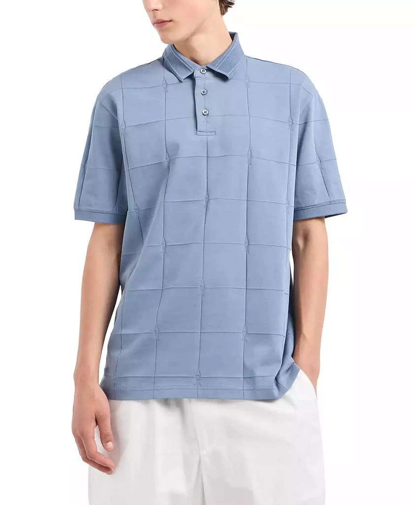Armani Exchange Men's Short Sleeve Large Grid Pattern Polo Shirt 1