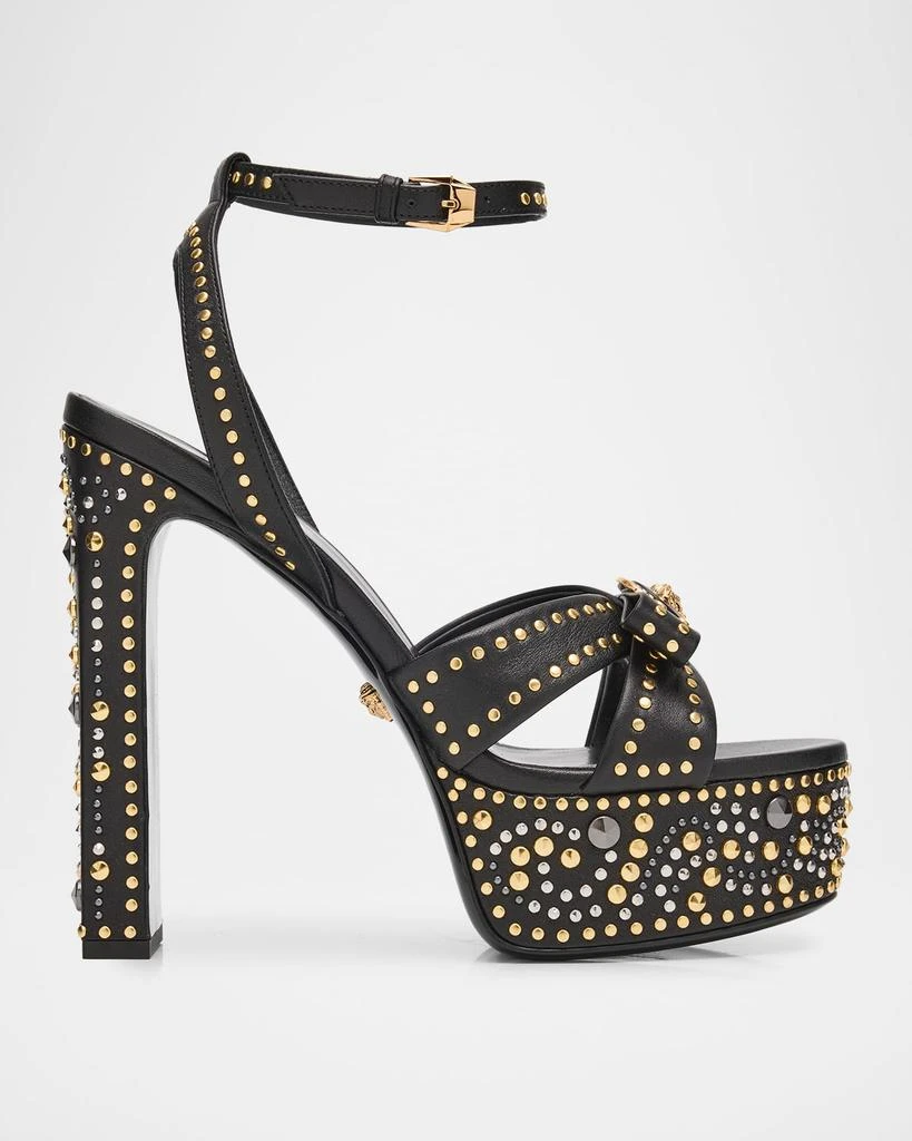 Versace 140mm Gianni Ribbon Studded Leather Platform Sandals 1