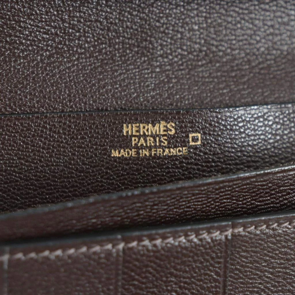Hermes Hermes Bearn Alligator Leather Bi-fold Wallet Brown Leather 7