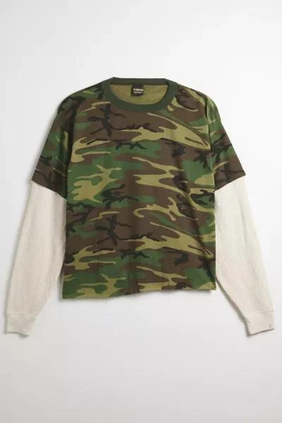 Urban Renewal ReMADE By UO Camo Thermal Double Layer Long Sleeve Tee 2