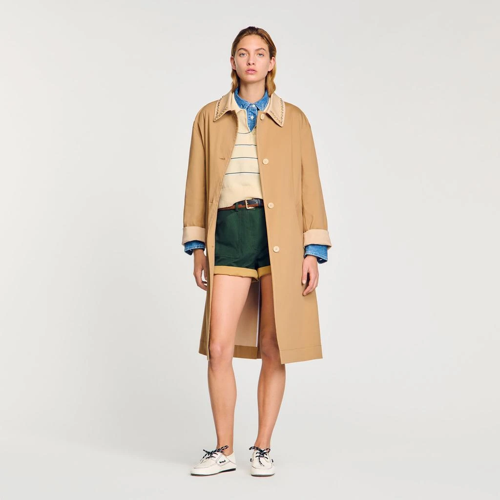 Sandro Trench coat with rhinestone collar 1