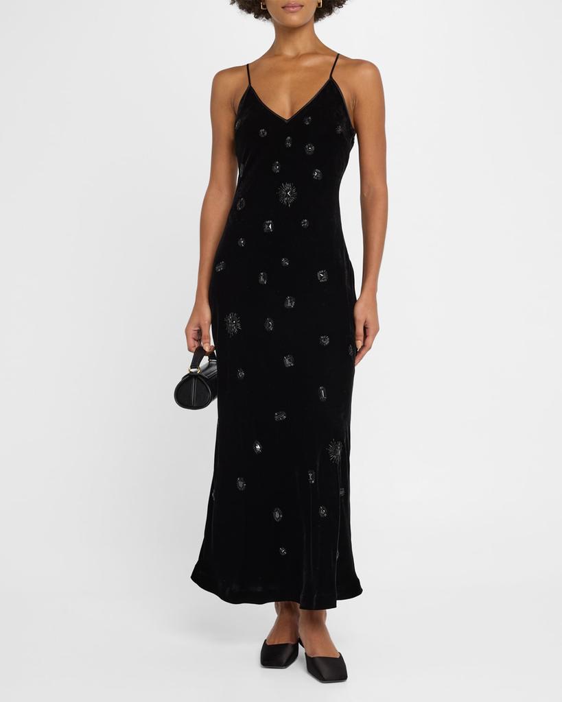 La Ligne Spaghetti-Strap Velvet Slip Dress