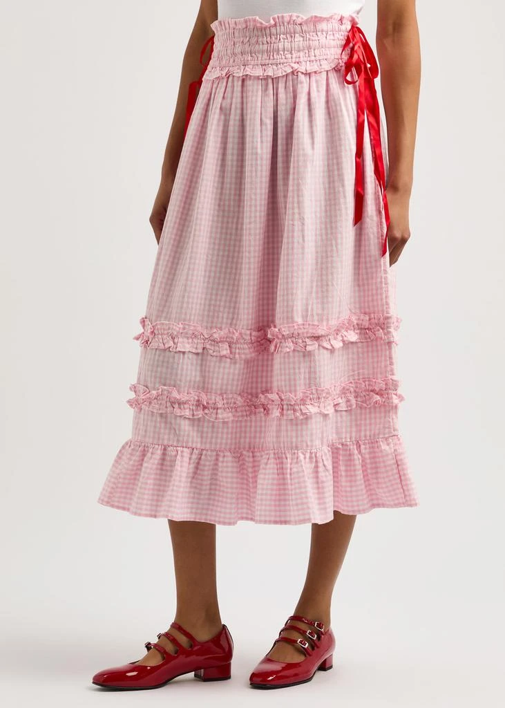 DAMSON MADDER Olivia gingham cotton midi skirt  2