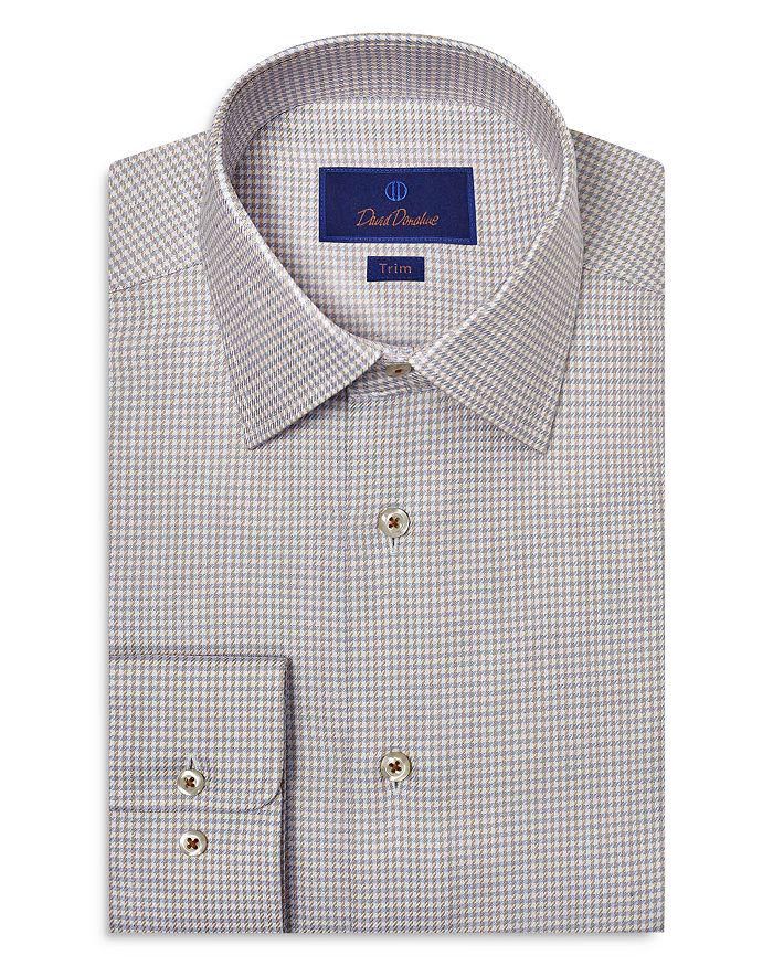 David Donahue Trim Fit End on End Twill Check Dress Shirt
