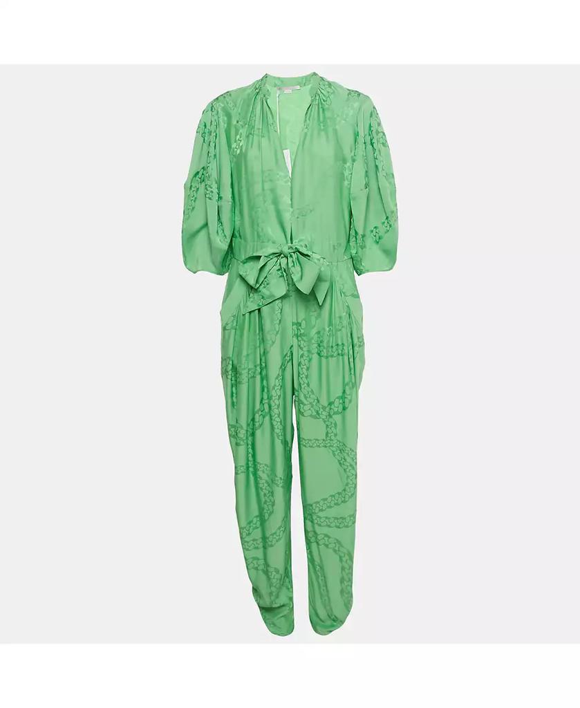 Pre-Owned Stella McCartney Women's Green Jacquard Tie Detail Jumpsuit