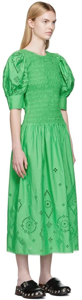 Ganni Green Broderie Anglaise Midi Dress 2