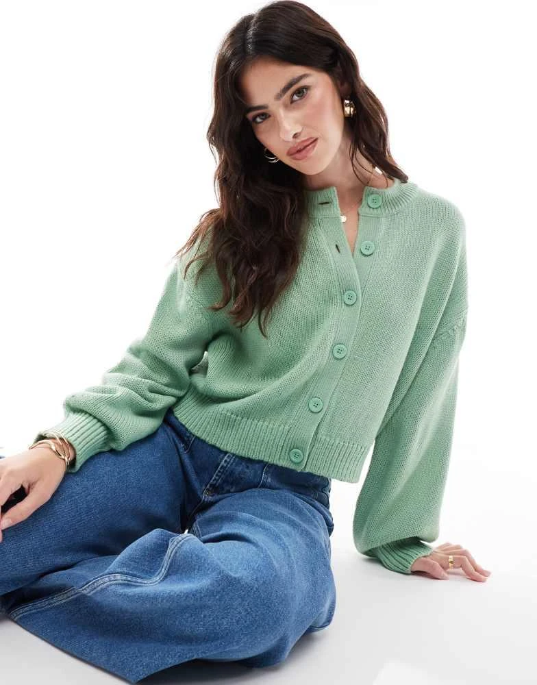 ASOS ASOS DESIGN banana sleeve boxy cardigan in sage 1