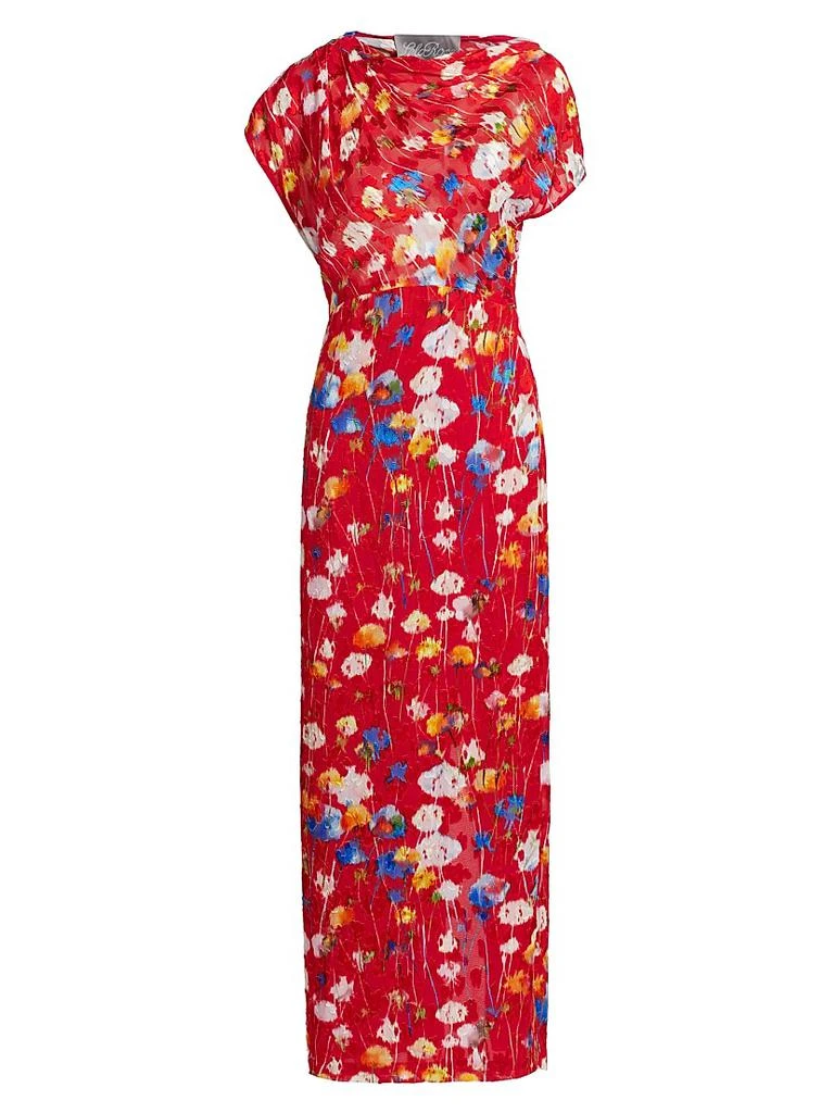 LELA ROSE Draped Sheath Maxi Dress 1