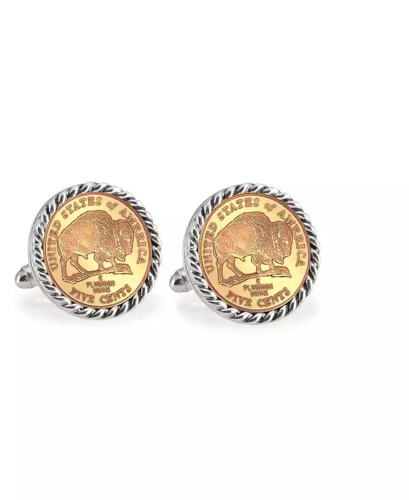 American Coin Treasures Gold-Layered 2005 Bison Nickel Rope Bezel Coin Cuff Links