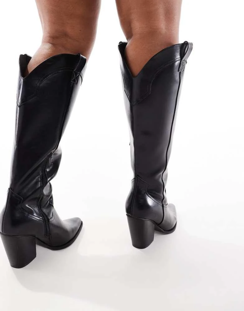 ASOS ASOS DESIGN Curve Claudia western knee boots in black 3
