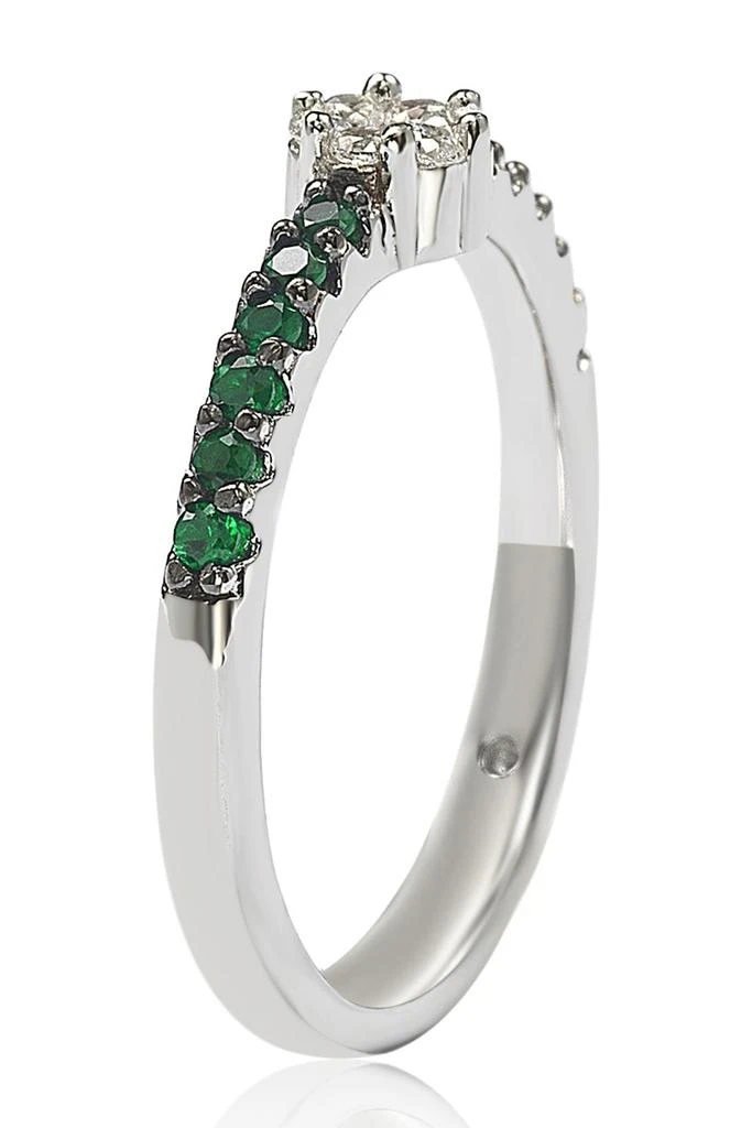 Suzy Levian Sterling Silver White CZ Cluster 
Pavé Green CZ Band Ring 3