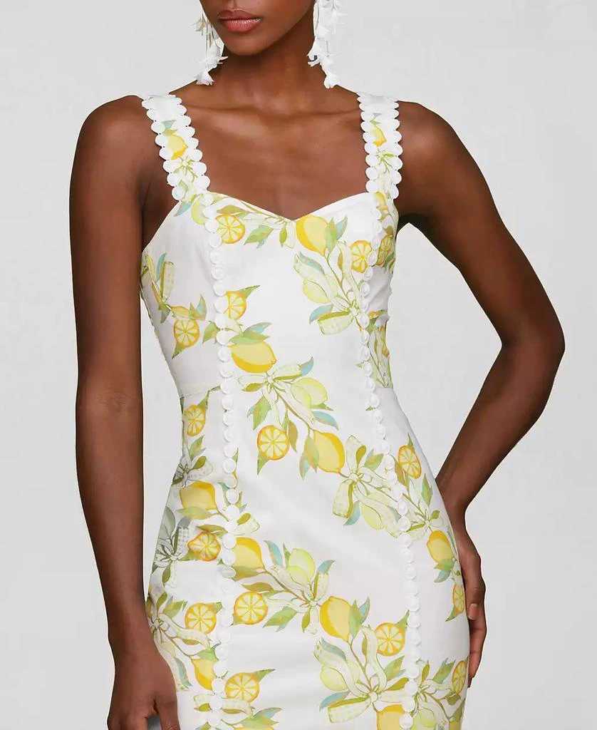 Avec Les Filles Women's Lemon-Print Bodycon Midi Dress 4