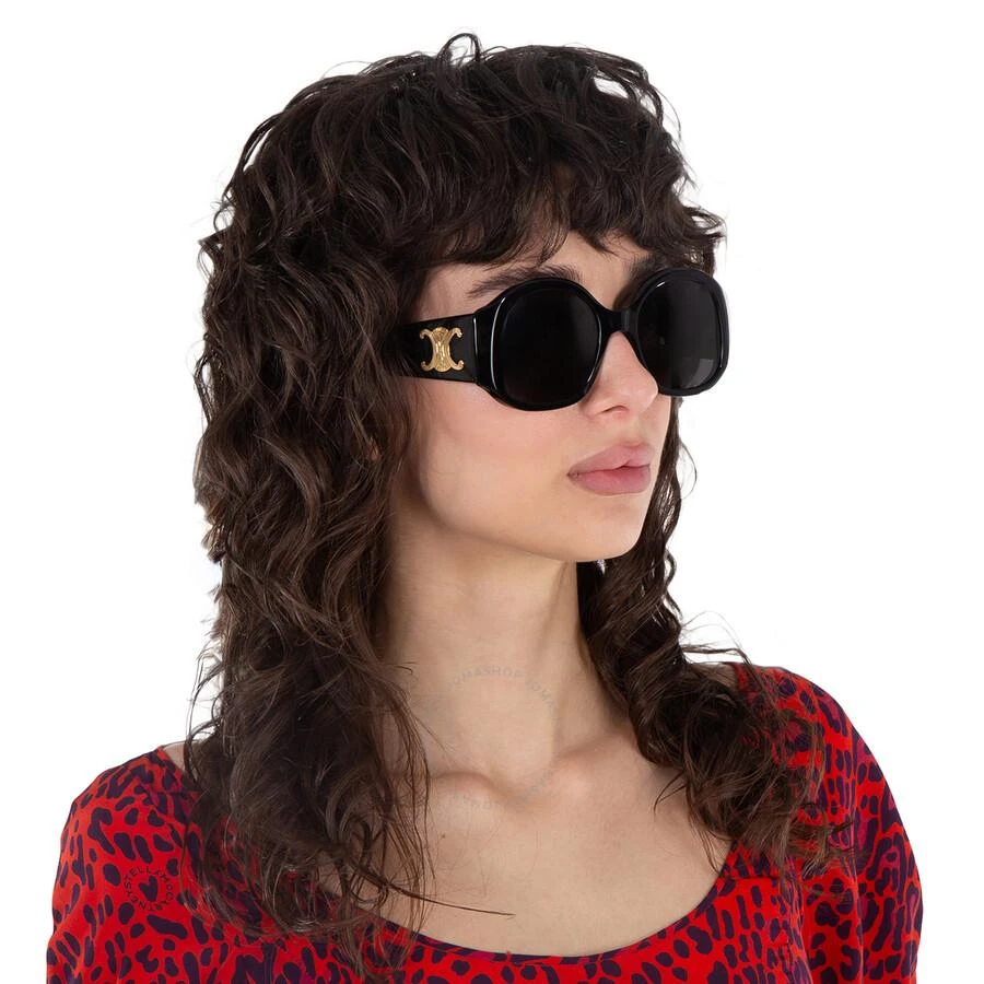 Celine Maxi Triomphe Smoke Round Ladies Sunglasses CL40305U 01A 54 2