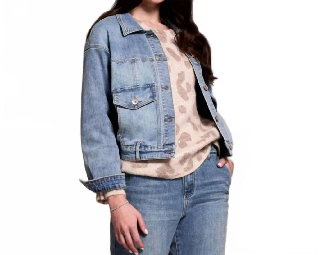 Tribal Classic Drop Shoulder Denim Jacket In Antique Blue 3