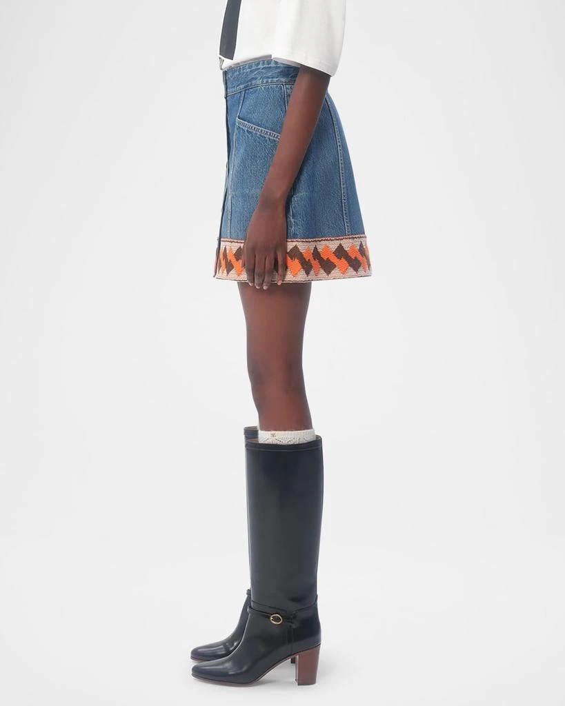 Valentino Embroidered Hem Denim Mini Skirt 4