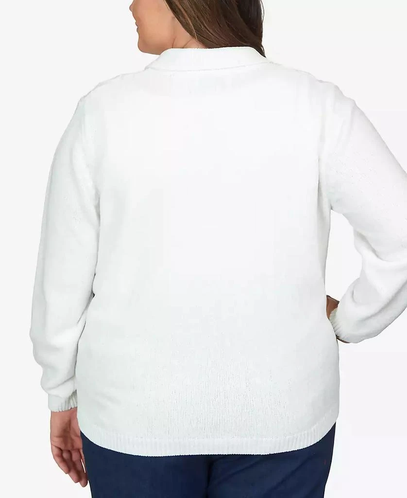Alfred Dunner Plus Size Classic Zip Front Chenille Cardigan Sweater 4