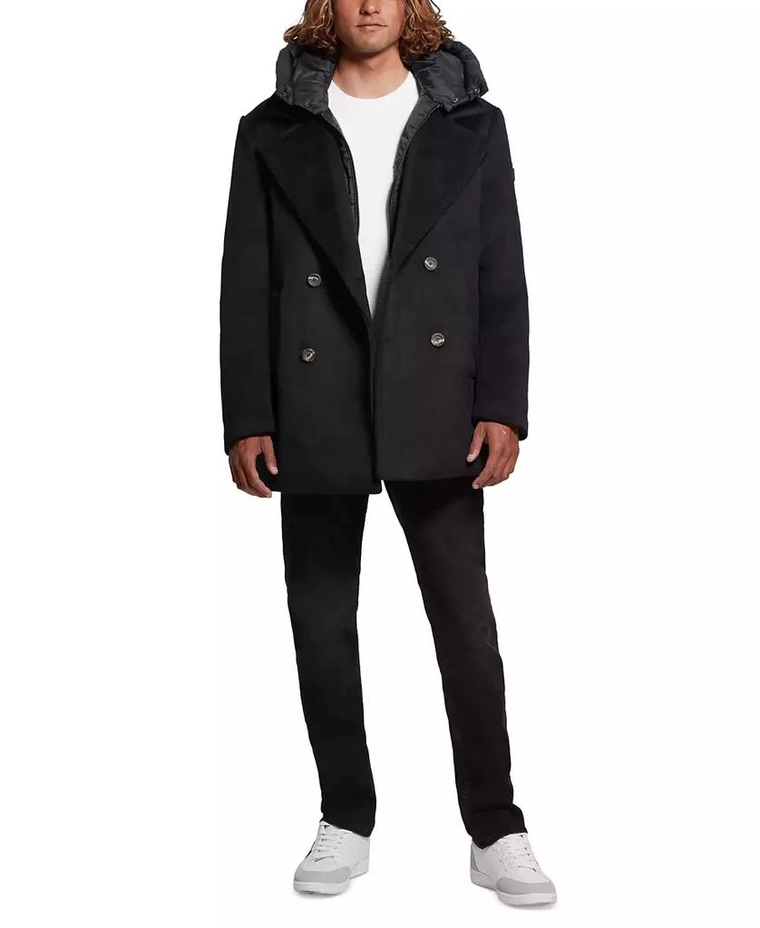 GUESS Men's Peacoat with Removable Nylon Hooded Inset 7