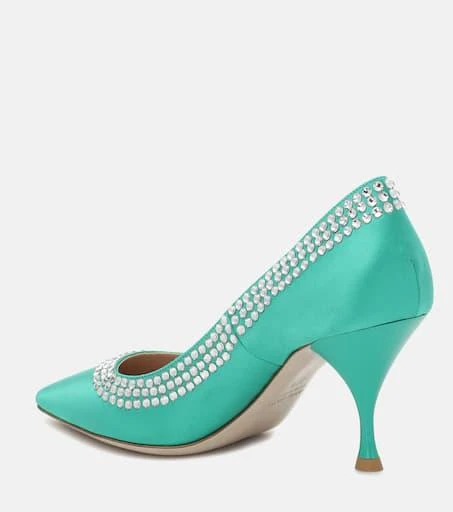 Miu Miu Crystal-embellished satin pumps 3