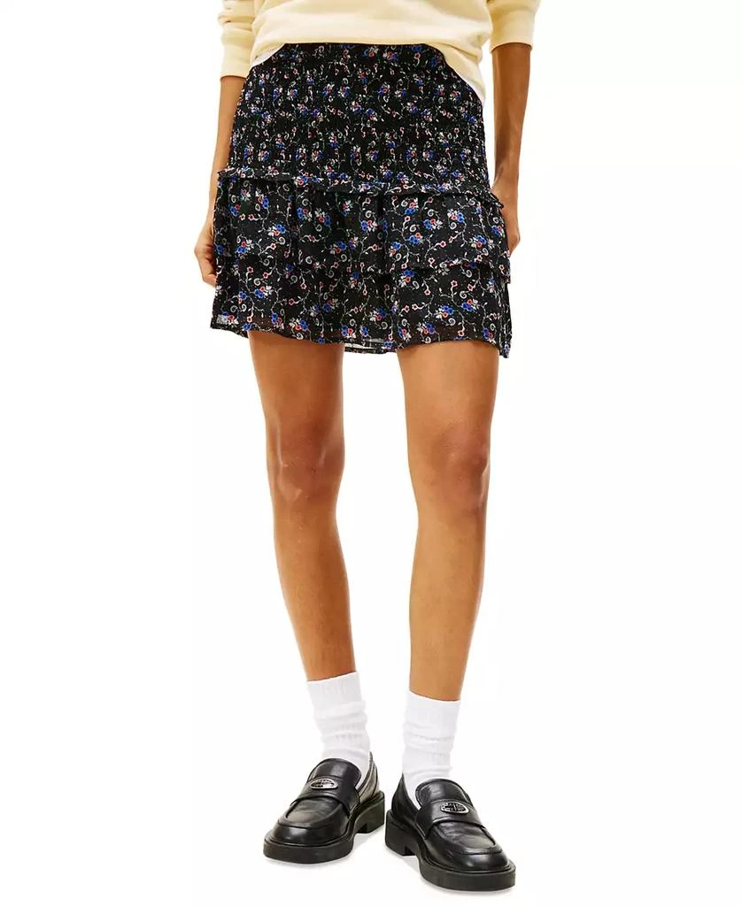Tommy Jeans Women's Smocked Ruffled Floral-Print Skirt 1